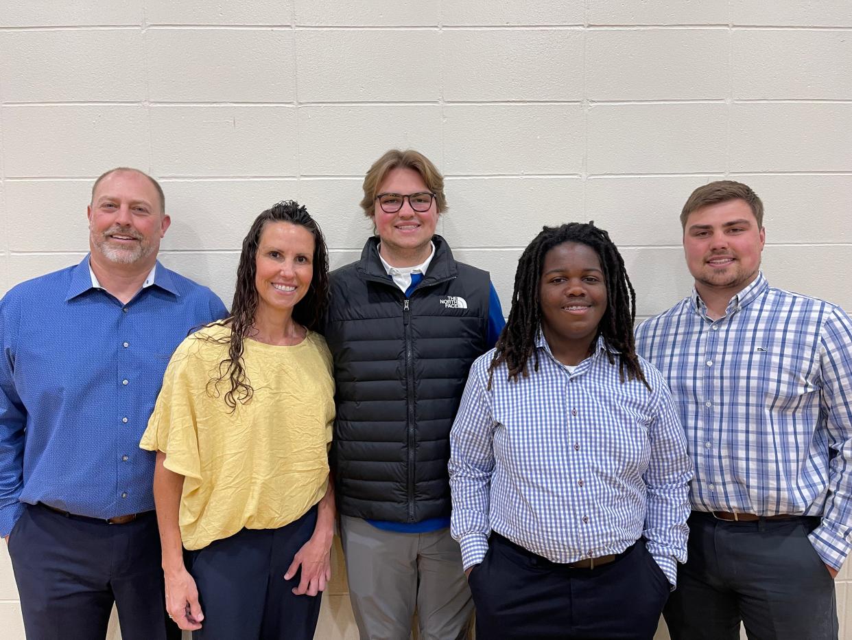 From left to right: Derrick, Toni, Teegan, Braxton and Drake Schafer attend Braxton's graduation from O'Gorman Junior High School on May 20, 2022.