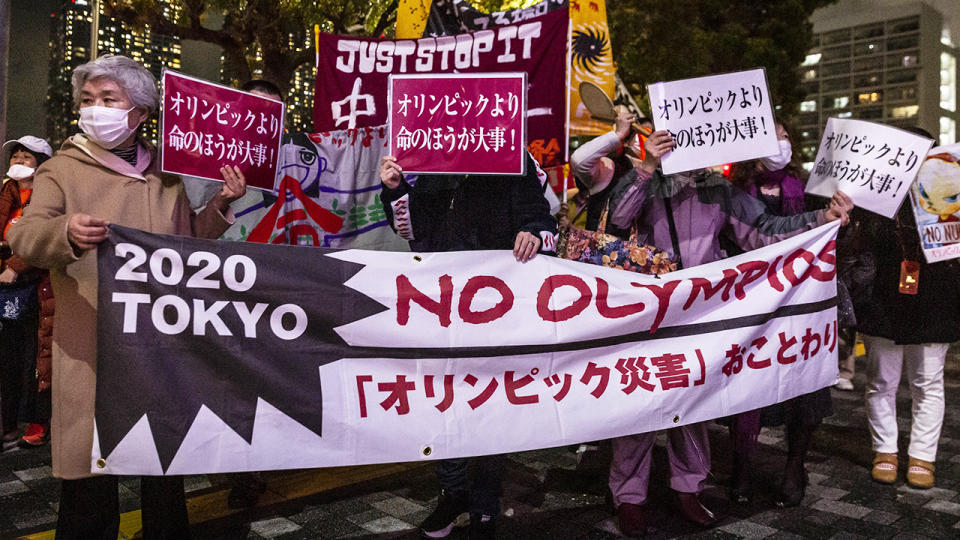 There is increasing opposition to the Tokyo Olympics going ahead among Japan's citizens, with a petition to cancel the Games outright receiving more than 200,000 signatures. (Photo by Yuichi Yamazaki/Getty Images)
