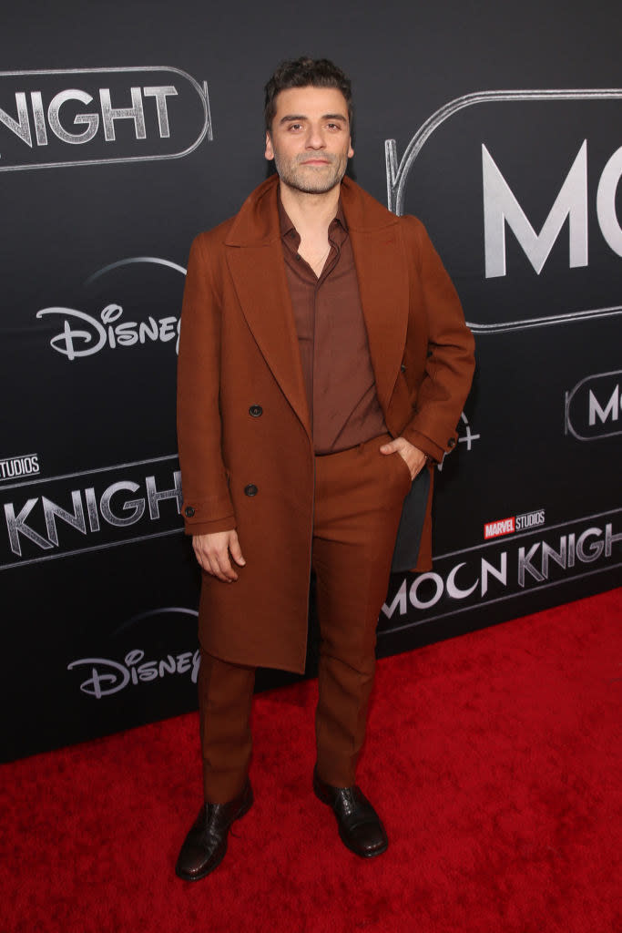 Oscar Isaac at the red carpet premiere of "Moon Knight"