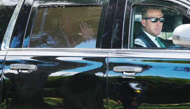 Trump leaves his Trump National Doral resort June 13 in Doral, Florida.