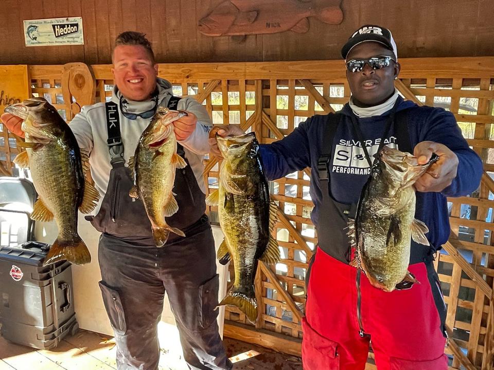 Jacob Eaton, left, and Chris Maxwell had 18.33 pounds to win the Xtreme Bass Series Kissimmee Division tournament Jan. 15 on Lake Kissimmee.