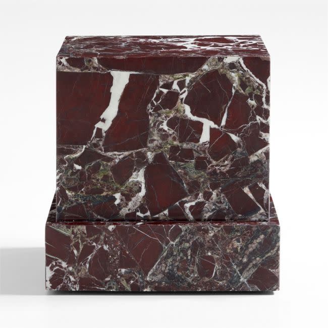 <p><a href="https://go.redirectingat.com?id=74968X1596630&url=https%3A%2F%2Fhavenly.com%2Fproducts%2Fdetails%2FLa-Sienna-Piccolo-Dark-Red-Marble-Plinth-Side-Table-by-Athena-Calderone-Crate-and-Barrel-119461487&sref=https%3A%2F%2F" rel="nofollow noopener" target="_blank" data-ylk="slk:Shop Now;elm:context_link;itc:0;sec:content-canvas" class="link ">Shop Now</a></p><p>La Sienna Piccolo Dark Red Marble Plinth Side Table</p><p>$649.00</p><p>havenly.com</p>