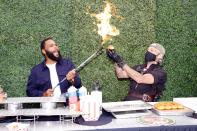 <p>Anthony Anderson gets fired up at the EON Mist Sanitizer Pre-Oscars Lounge presented by GBK Brand Bar at La Peer Hotel in L.A. on Thursday. </p>