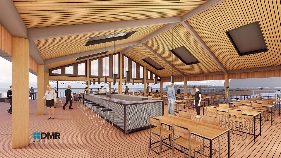 Rendering of the proposed interior of the restaurant pavilion planned for Carteret's Waterfront Park.