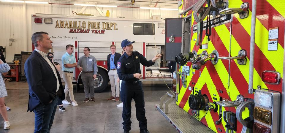 U.S. Rep Ronny Jackson is given a complete tour Wednesday of the vehicles and equipment made available to first responders during his visit to Amarillo Fire Station No. 5.