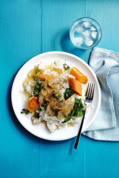 Slow Cooker Honey Mustard Pork with Spinach Rice