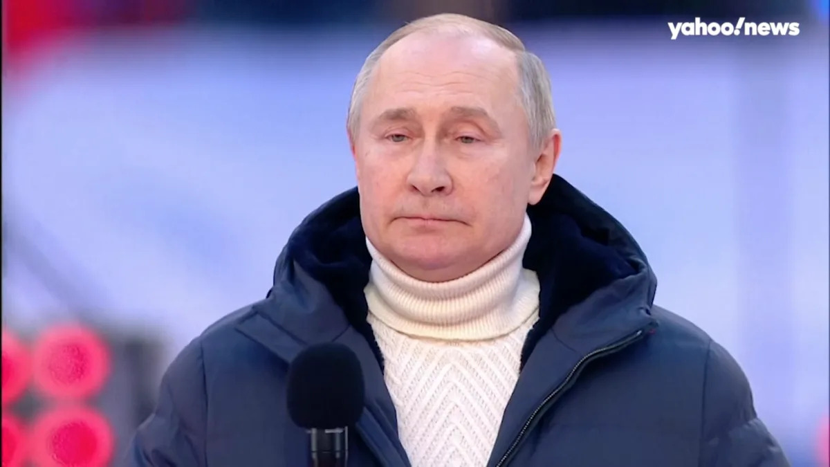 Putin video cut during rally to boost support for Ukraine invasion