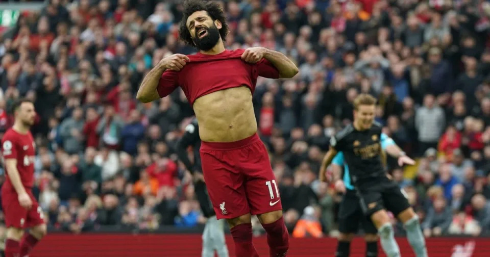 Liverpool forward Mo Salah looks dejected after missing a penalty Credit: Alamy