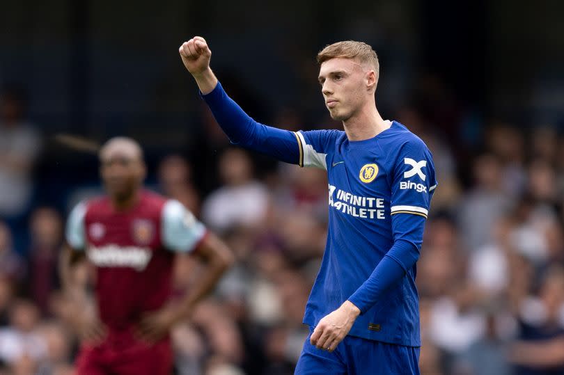 Cole Palmer celebrates scoring for Chelsea vs West Ham