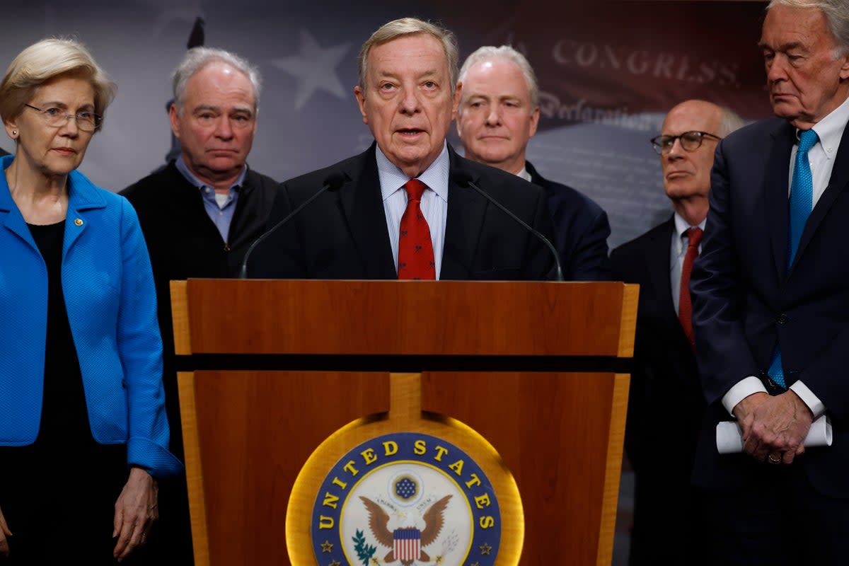 Senate Democrats have increasingly criticised the Israeli government. But they have not taken legislative action to hold Israel accountable for its actions in Gaza.  (Getty Images)