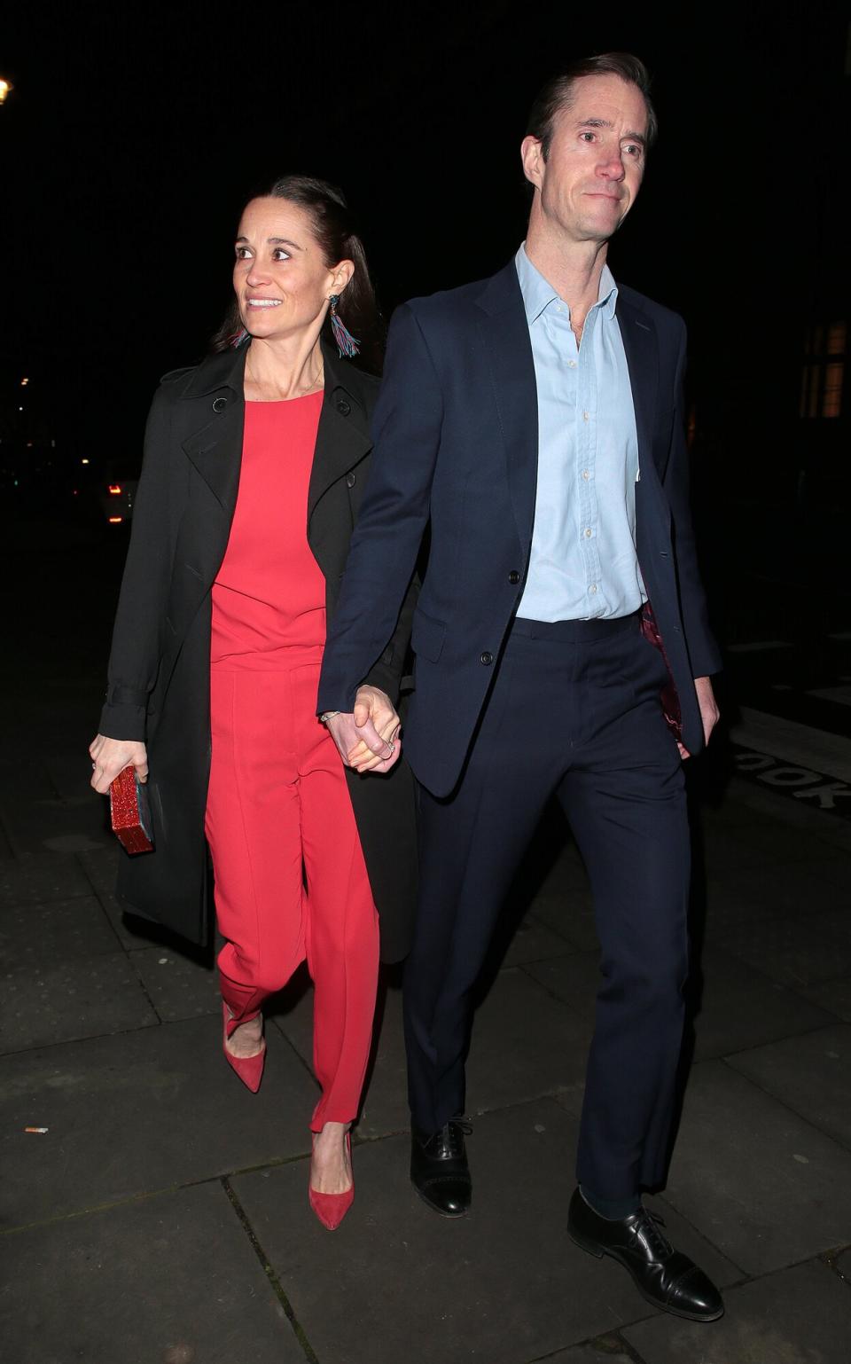 Pippa Middleton and James Matthews seen attending Cirque du Soleil: Luzia - press night at Royal Albert Hall on January 13, 2022 in London, England