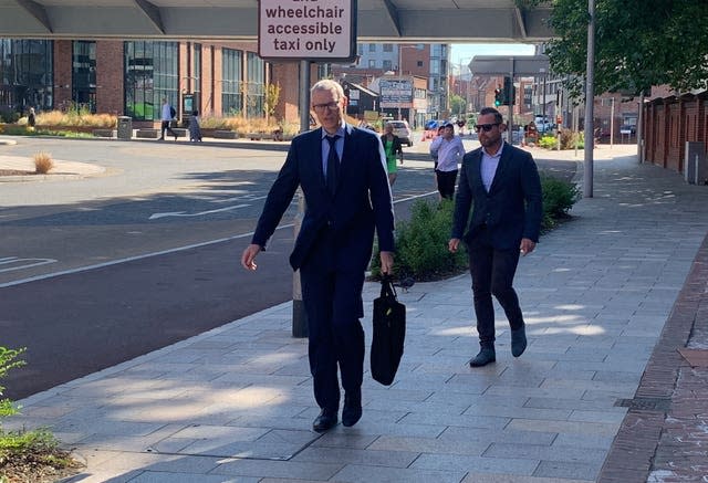 TV and radio presenter Jeremy Vine, left, arriving at Nottingham Crown Court to evidence