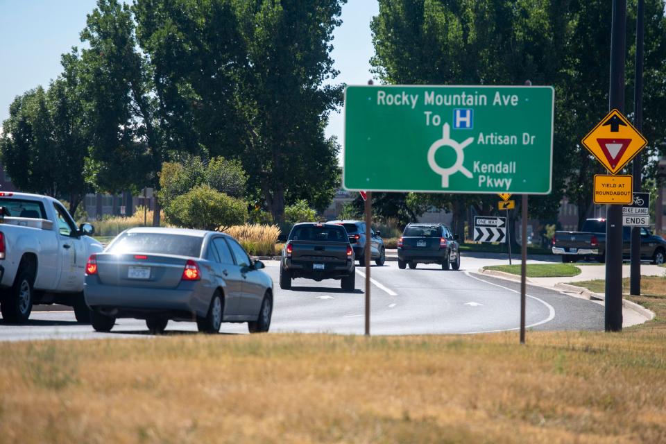 Vehicles head southbound on Rocky Mountain Avenue in Loveland on Wednesday, Sept. 22, 2021.