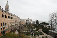A view of the newly restored Royal Gardens in Venice, Italy, Tuesday, Dec. 17, 2019. Venice’s Royal Gardens were first envisioned by Napolean, flourished under Austrian Empress Sisi and were finally opened to the public by the Court of Savoy, until falling into disrepair in recent years. After an extensive restoration, the gardens reopened Tuesday as a symbol both of the lagoon city’s endurance and the necessity of public-private partnerships to care for Italy’s extensive cultural heritage. (AP Photo/Antonio Calanni)