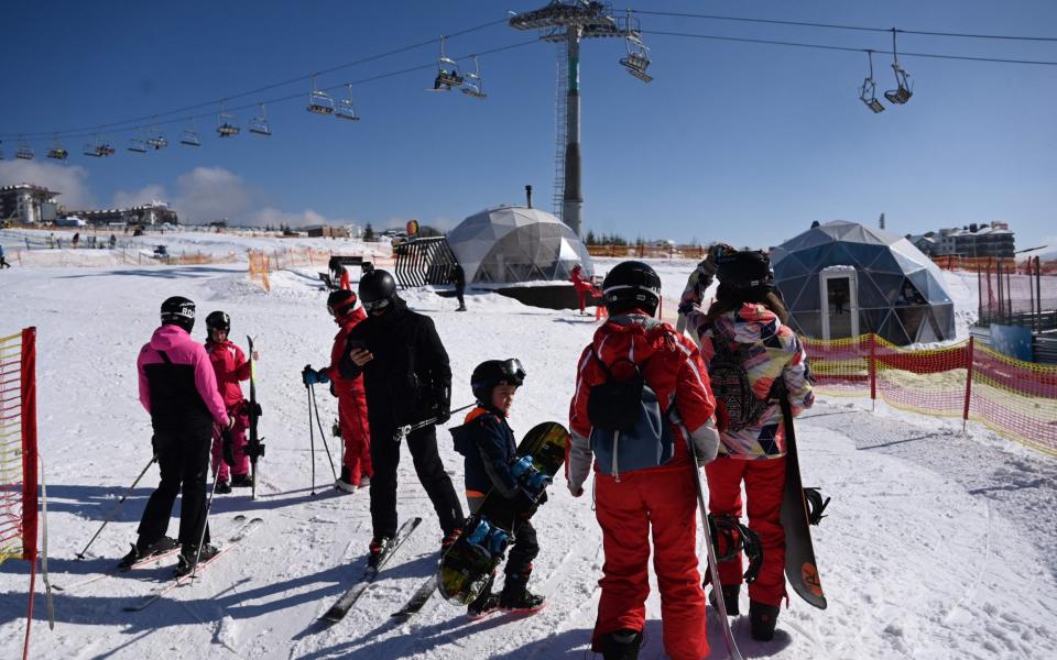 Ukrainians continue to enjoy skiing in the Carpathians despite the ongoing war - getty