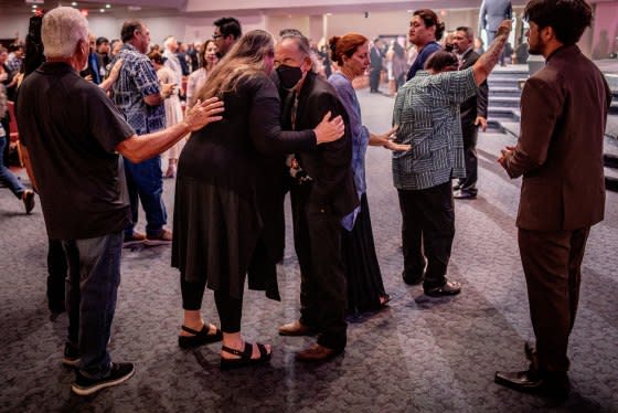 In the first Sunday service since the deadly fires last week, the pastor at King’s Maui Church offered special prayers for members who lost friends and relatives in the fires in Kahului, Hawaii on Aug. 13, 2023.<span class="copyright">David Butow for TIME</span>