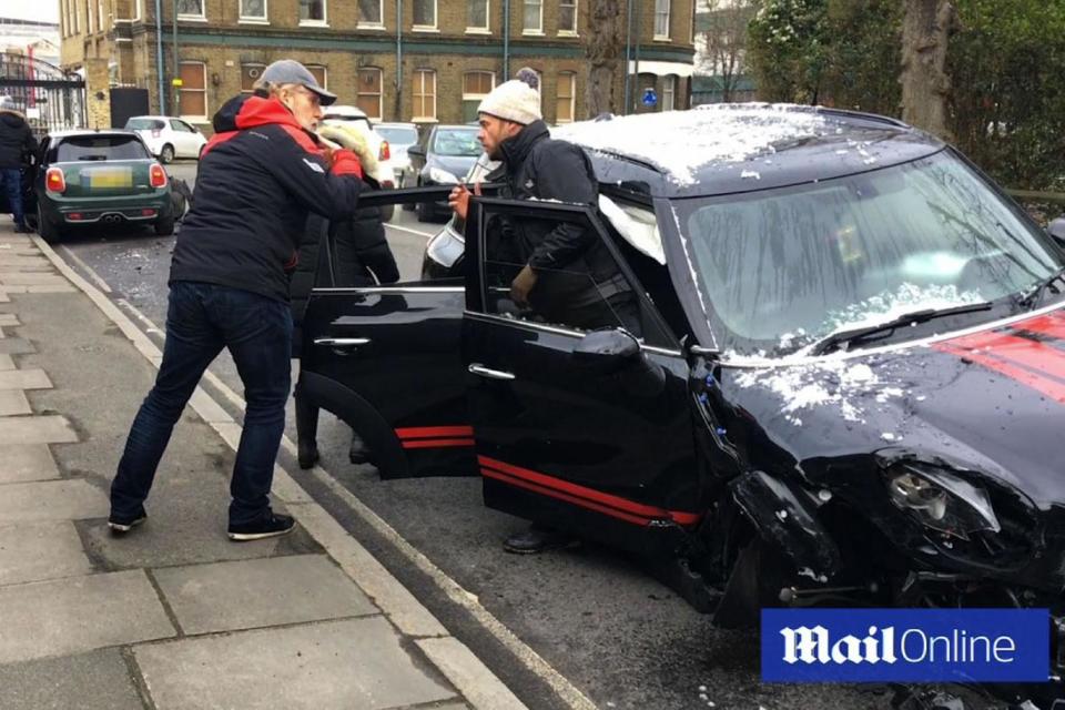 Ant McPartlin pictured in the aftermath of the crash