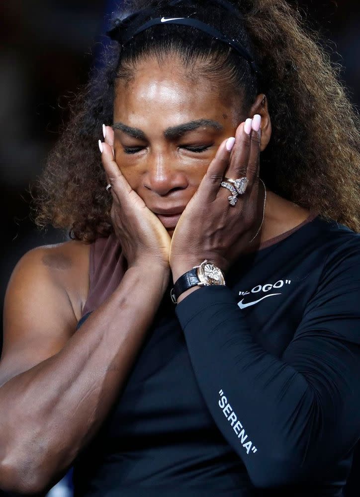 Serena Williams at the U.S. Open women's final trophy ceremony