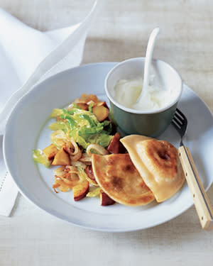 Potato Pierogi With Sautéed Cabbage and Apples