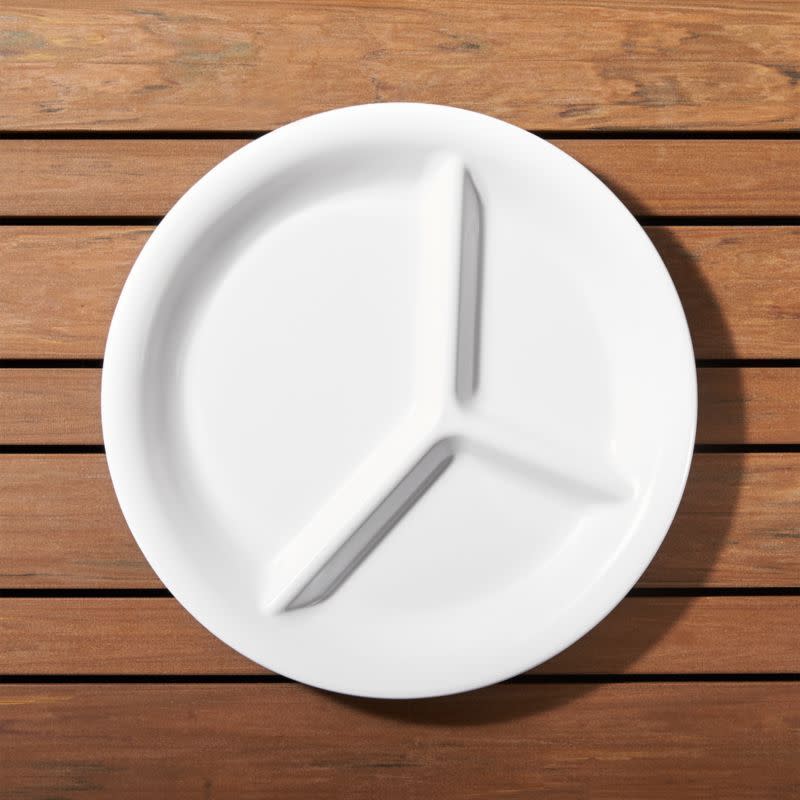 7) Divided White Melamine Plate