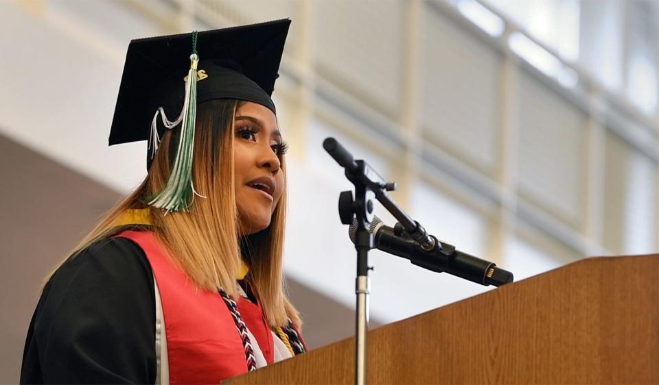 Jenifer Hernandez-Vargas tells the story of her life that all led to graduation at York College ending with 'no matter what stereotypes or statistics are placed on you can overcome them.'