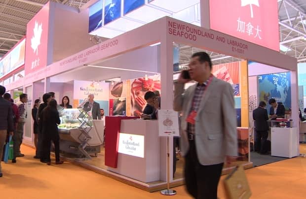 The Newfoundland and Labrador booth at the China Fisheries and Seafood Expo in Qingdao in 2016. (CBC - image credit)