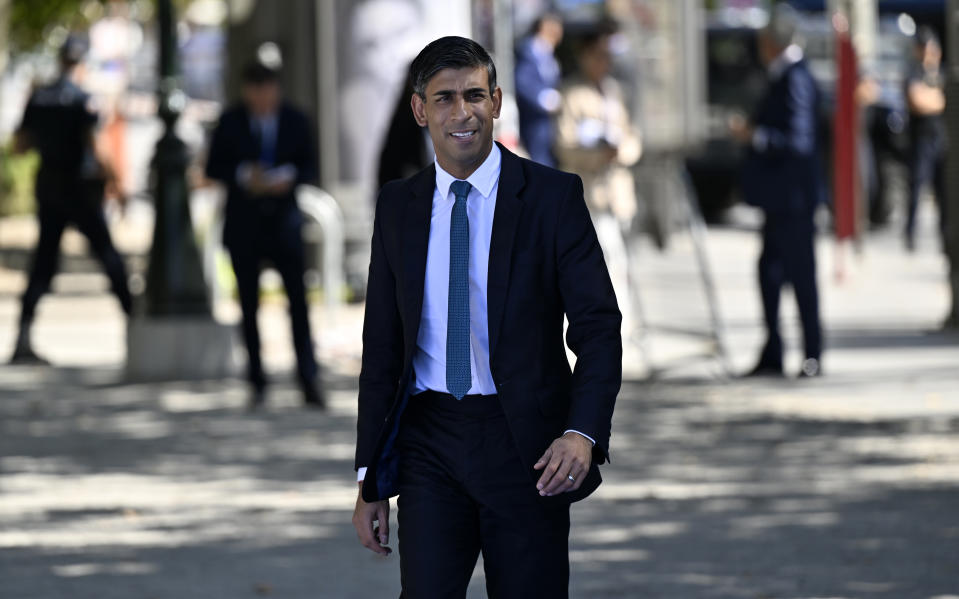 GRANADA, SPAIN - OCTOBER 05: UK Prime Minister Rishi Sunak arrives to attend the third meeting of European Political Community in Granada, Spain on October 05, 2023. (Photo by Burak Akbulut/Anadolu Agency via Getty Images)