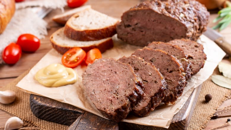 Meatloaf with raw ingredients