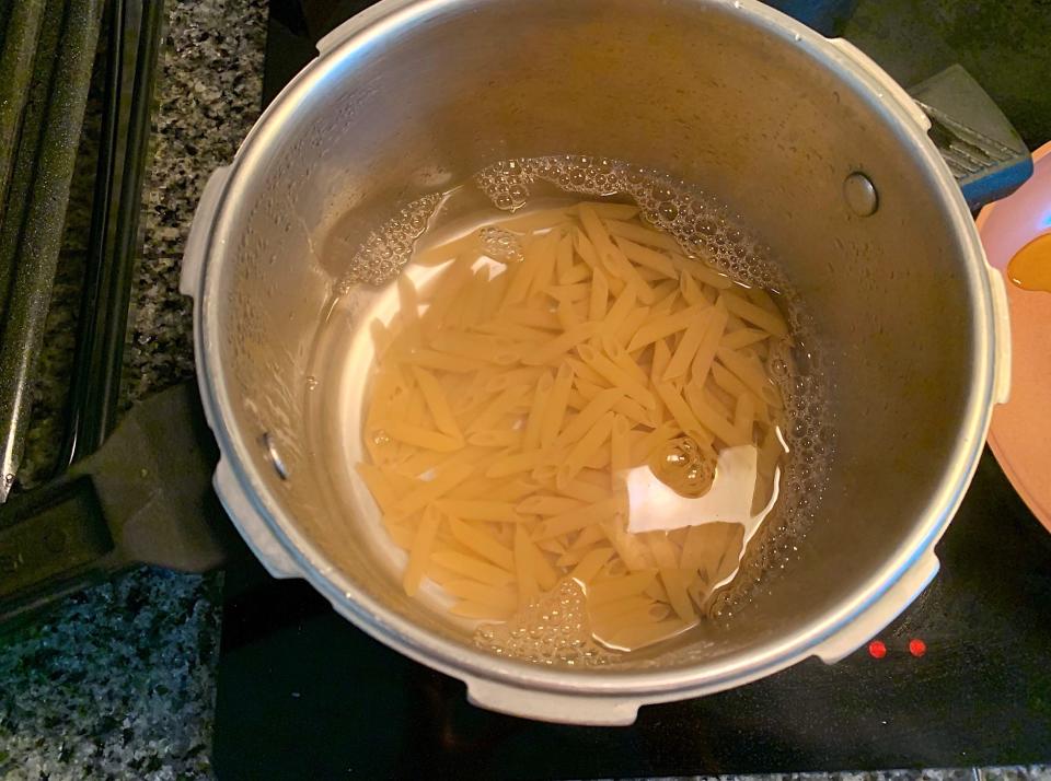 Pasta in a pot of boiling water