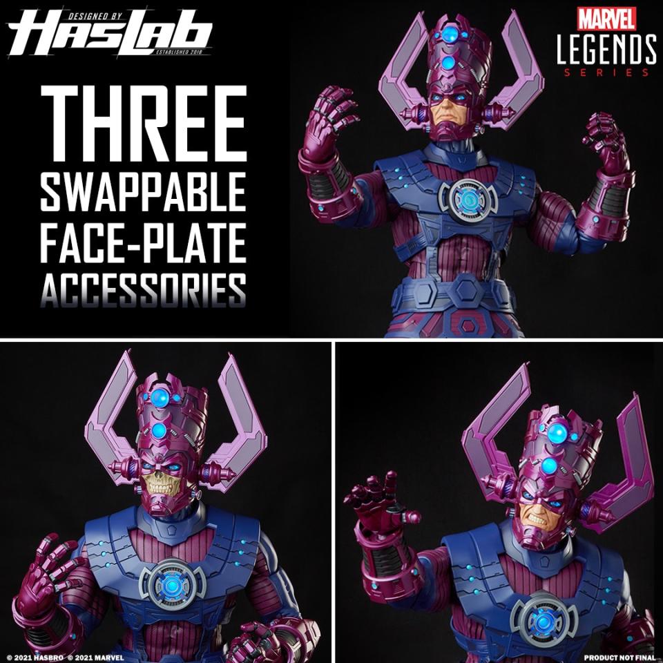 A 32-inch-tall Galactus figure showcasing its three swappable faces.