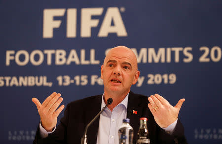 Soccer Football - FIFA President Gianni Infantino Media Briefing - Shangri-La Bosphorus Hotel, Istanbul, Turkey - February 15, 2019 FIFA President Gianni Infantino during a media briefing REUTERS/Murad Sezer