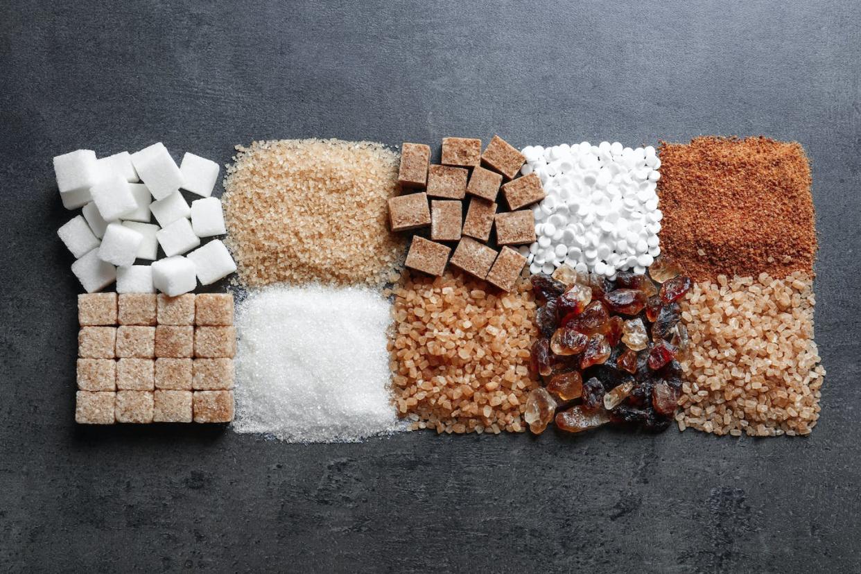 Sugar and artificial sweeteners comes in many shapes and colors. <a href="https://www.shutterstock.com/image-photo/flat-lay-composition-different-types-sugar-1057731923?studio=1" rel="nofollow noopener" target="_blank" data-ylk="slk:New Africa/Shutterstock.com;elm:context_link;itc:0;sec:content-canvas" class="link ">New Africa/Shutterstock.com</a>