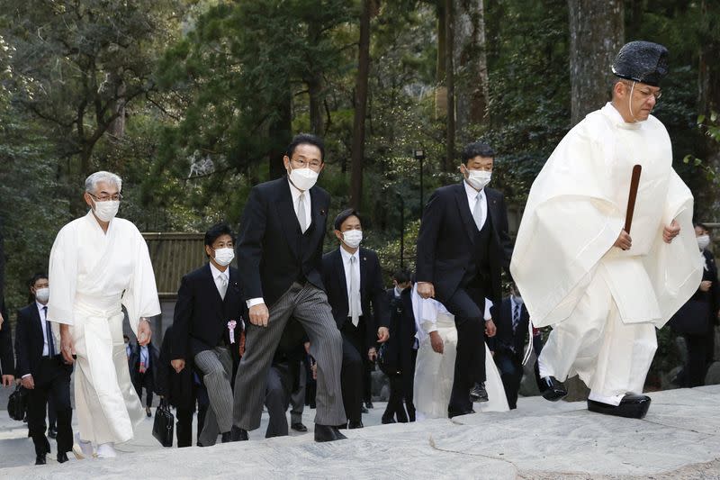 Japan's PM Fumio Kishida and his cabinet ministers attend a customary New Year's visit at Ise shrine