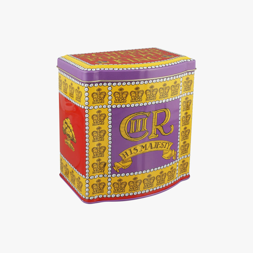 <p><a href="https://us.emmabridgewater.com/products/3-cheers-for-king-charles-iii-tin-tea-caddy?nosto_source=cmp&nosto=318351249" rel="nofollow noopener" target="_blank" data-ylk="slk:Shop Now;elm:context_link;itc:0;sec:content-canvas" class="link ">Shop Now</a></p><p>3 Cheers for King Charles III Tin Tea Caddy</p><p>$18.00</p><p>emmabridgewater.com</p>