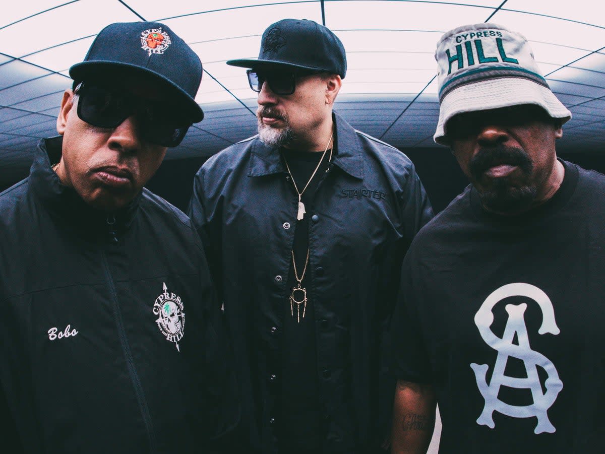 Cypress Hill in 2022: Percussionist Eric Bobo, B-Real and Sen Dog (Eitan Miskevich)