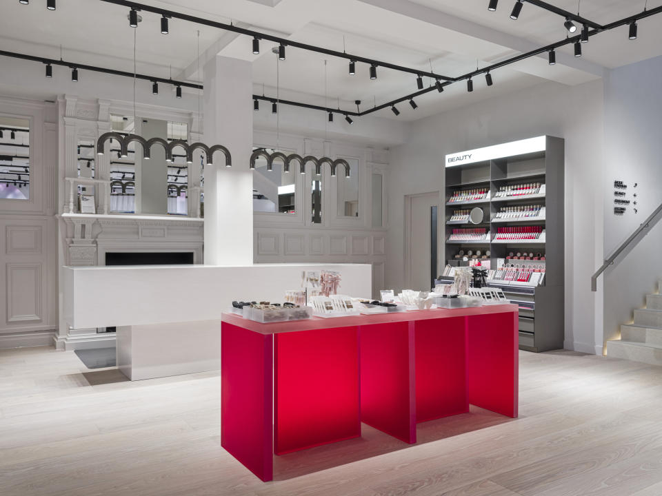A look at the beauty area of H&M's new store on King's Road in London.