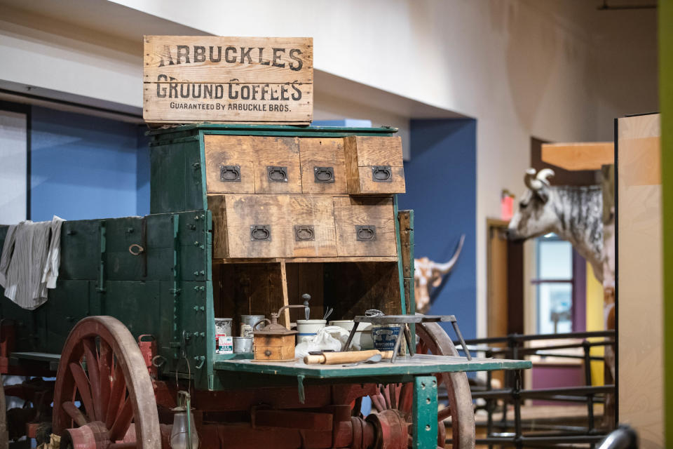 “Riding Herd with Billy the Kid: The Rise of the Cattle Industry in New Mexico,” a new exhibit at the New Mexico Farm and Ranch Heritage Museum in Las Cruces, covers roughly a decade in the latter 1800s. This antique wagon is part of the display. Pictured Tuesday, Jan. 25, 2022.