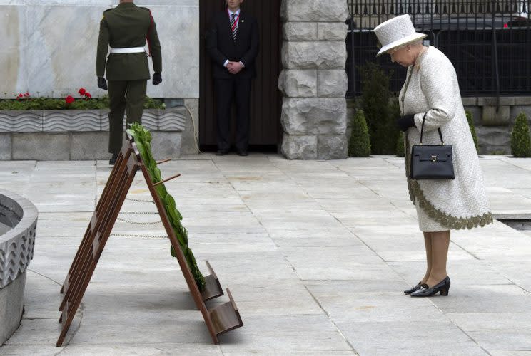 A man has been jailed after planting a bomb on a Dublin-bound bus the night before a visit from the Queen, and threatening to attack the monarch at a state banquet.