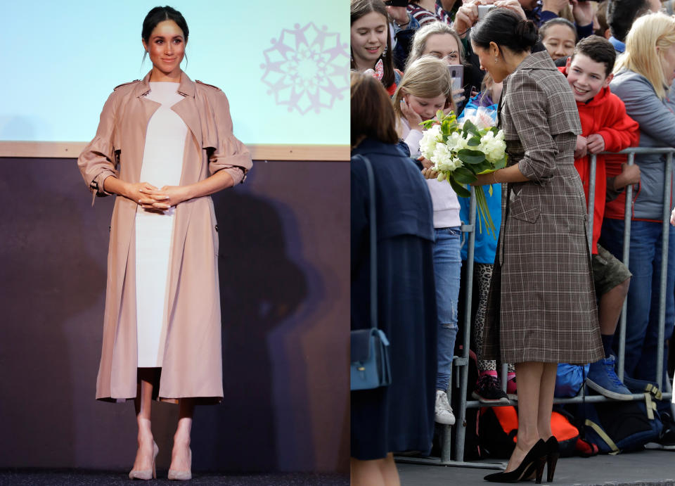 Die Frau von Prinz Harry hat eine Vorliebe für Trenchcoats. (Bild: AP Photo)