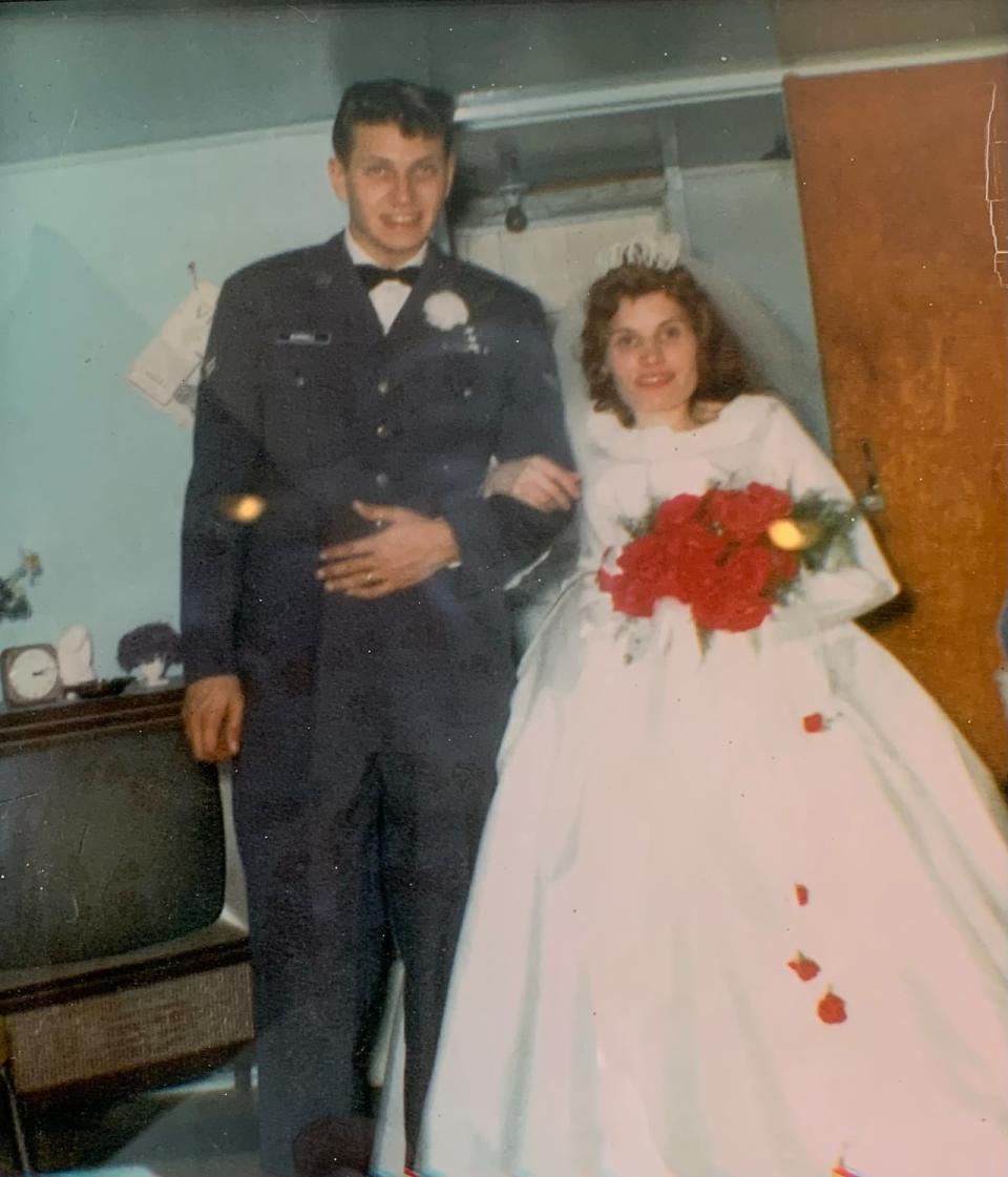 Tom and Loretta Burrell were married in Piccadilly, N.L. in October 1965. This photo is displayed in Loretta's room in the seniors home where she now lives.