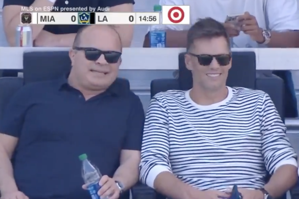 NFL legend Tom Brady and former NHL enforcer Tie Domi were seen hanging out together yet again over the weekend. (Twitter/TSN Sports)