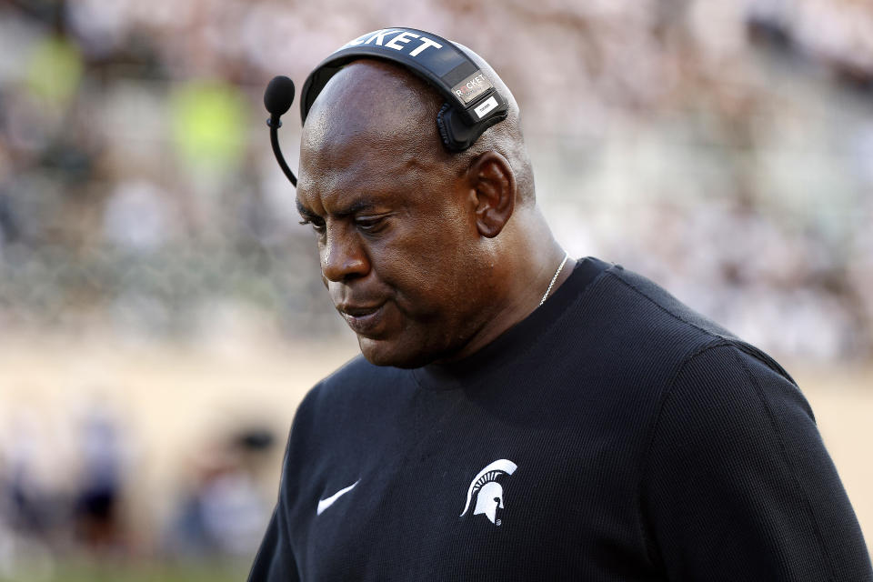 Michigan State informed Mel Tucker that it intended to fire him for cause on Monday. (Mike Mulholland/Getty Images)