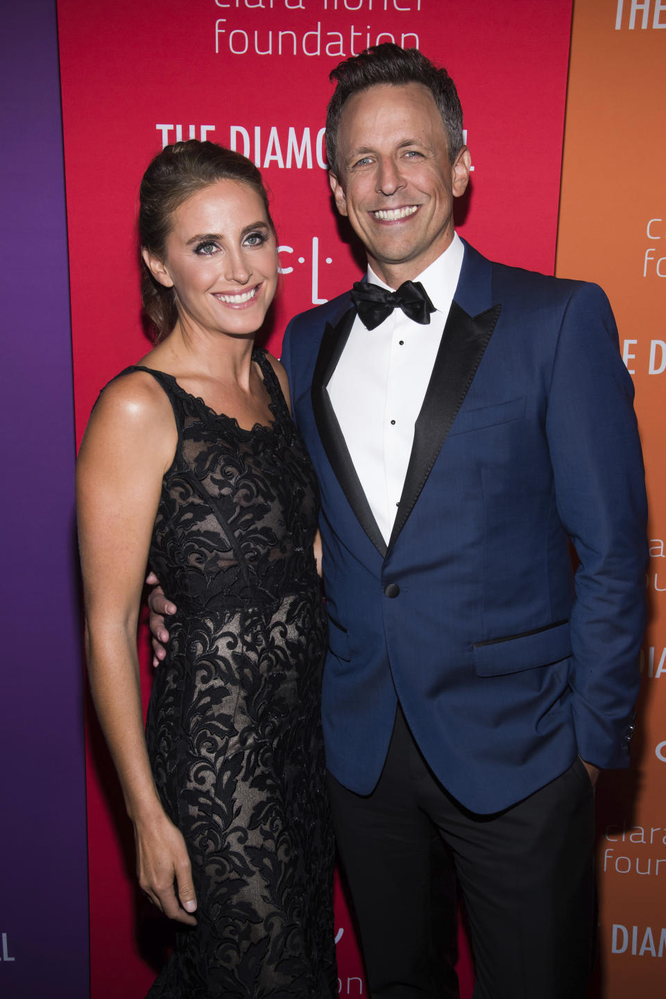 Alexi Ashe and Seth Meyers attend the 5th annual Diamond Ball benefit gala at Cipriani Wall Street on Thursday, Sept. 12, 2019, in New York. (Photo by Charles Sykes/Invision/AP)