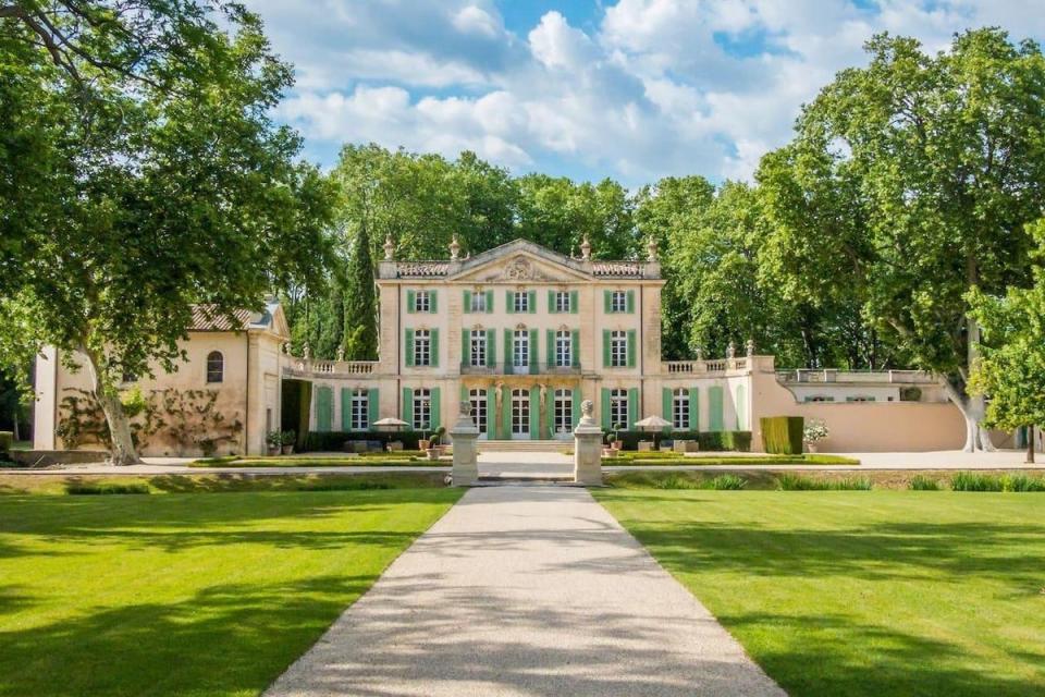 The pair tied the knot at a fairytale French castle following a Vegas elopement (AirBnb)