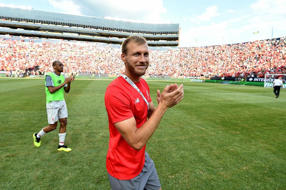 Exit door: Ragnar Klavan is set to seal a move to Cagliari: Liverpool FC via Getty Images