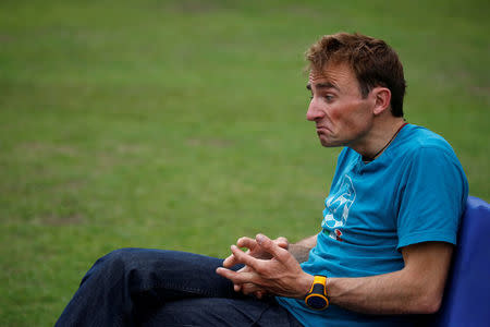 Ueli Steck, a mountaineer from Switzerland, speaks to the media during an interview at a hotel in Kathmandu, Nepal May 30, 2016. REUTERS/Navesh Chitrakar