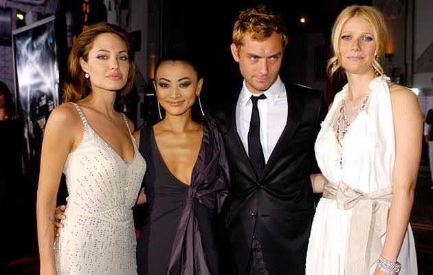 Gwyneth and Angie with their Sky Captain co-stars Bai Ling and Jude Law. Source: Getty