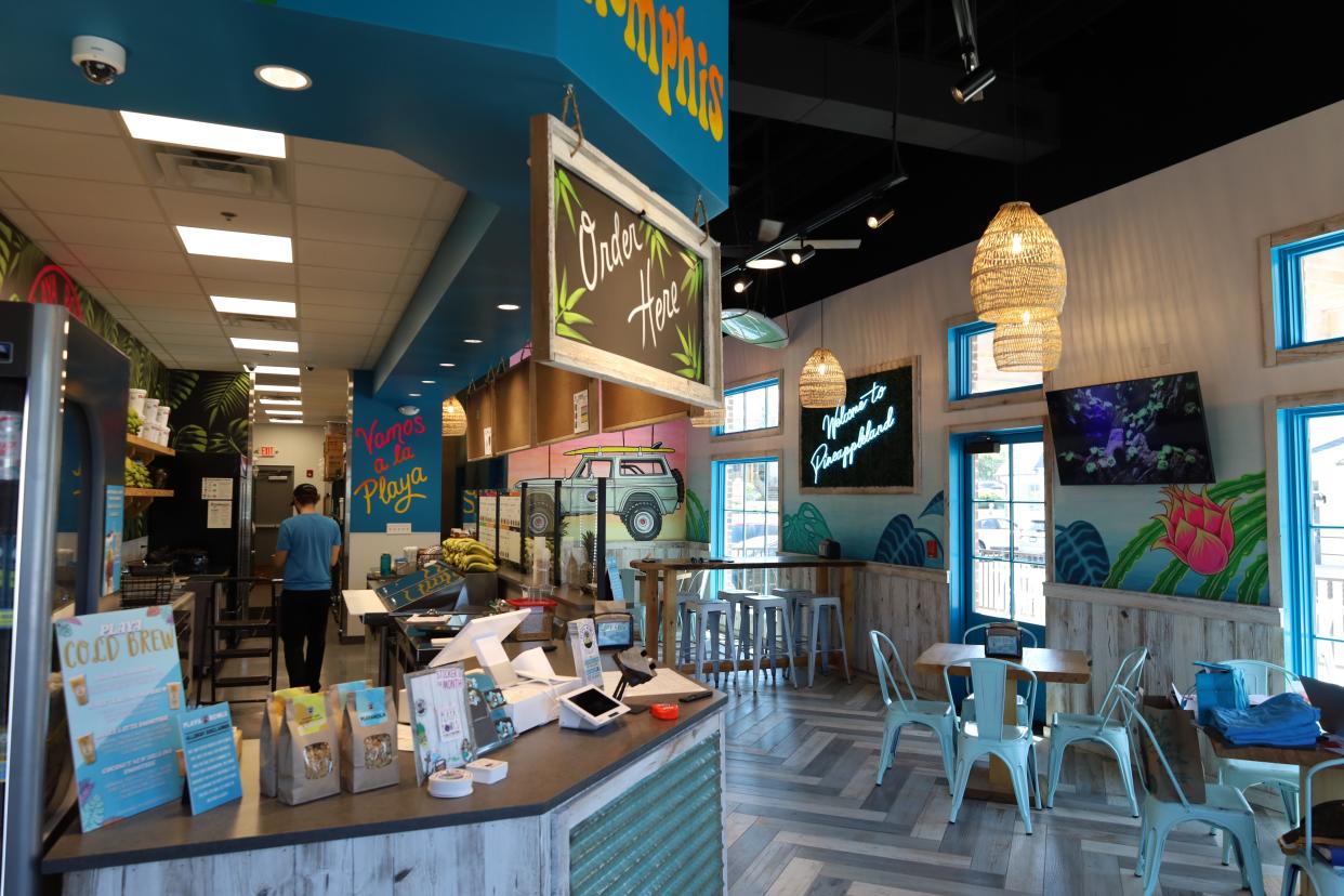 Inside new colorful new East Memphis acai bowl restaurant Playa Bowls, opening Saturday, May 11, 2024.