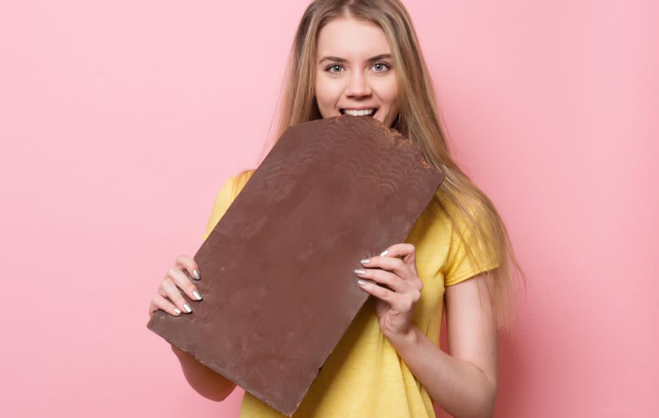 Jess Mackay was excited “like a child opening their first present on Christmas Day” to chow down on her Caramello bar. Source: Getty