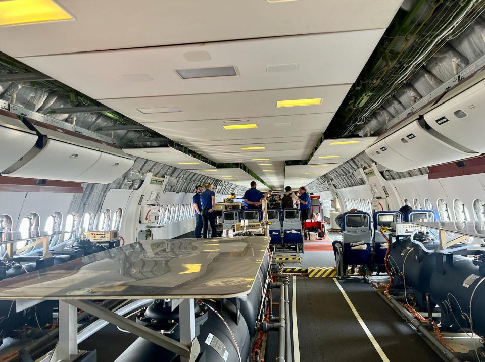 The inside of the 777X testbed.